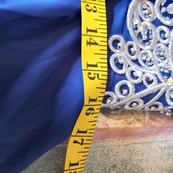 May Qeen Couture 12 NavyBlue Maxi Lined Embroidery Top Strapless Women's Dress. - Picture 9 of 12